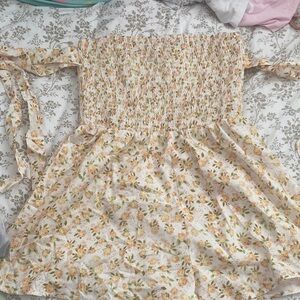Floral Smocked Dress with Tie Straps